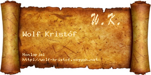 Wolf Kristóf névjegykártya